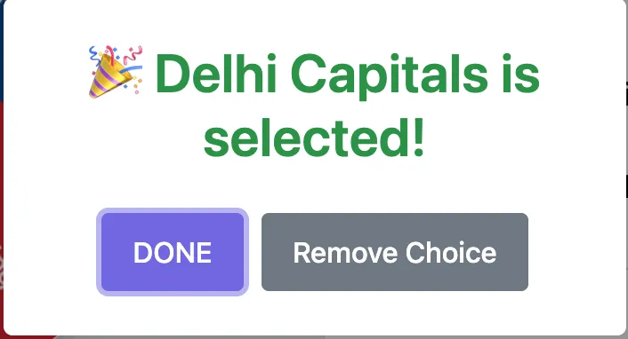 Result Selected IPL team result